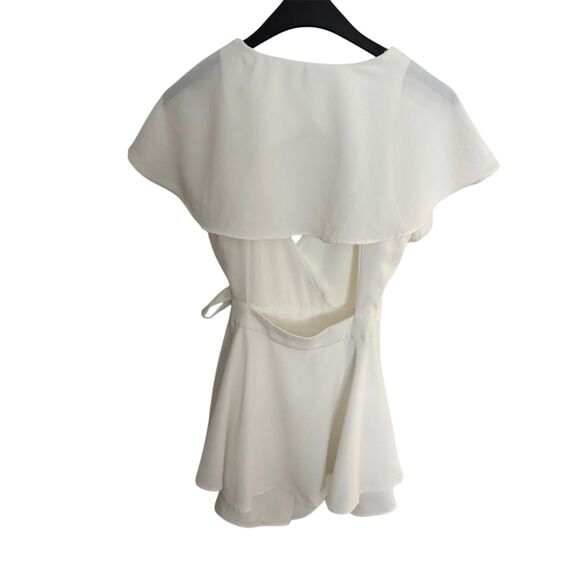 Lulus Aldrin White Ruffled Backless Wrap Skort Romper Wedding Bridal Size Small - Picture 6 of 7
